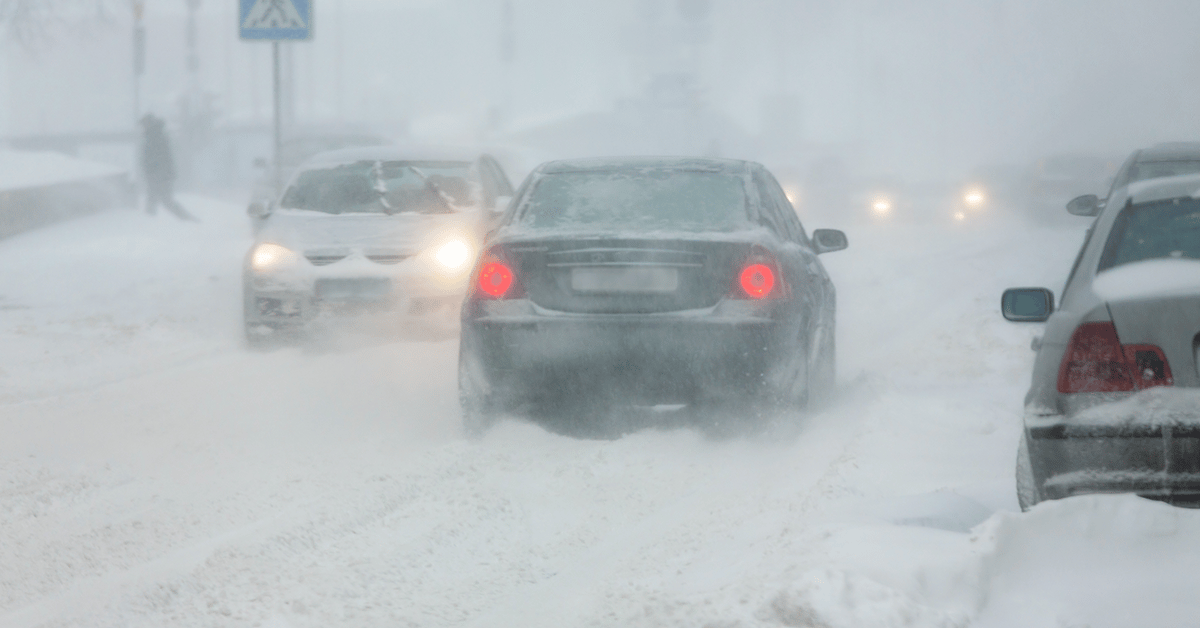 Car driving in bad weather