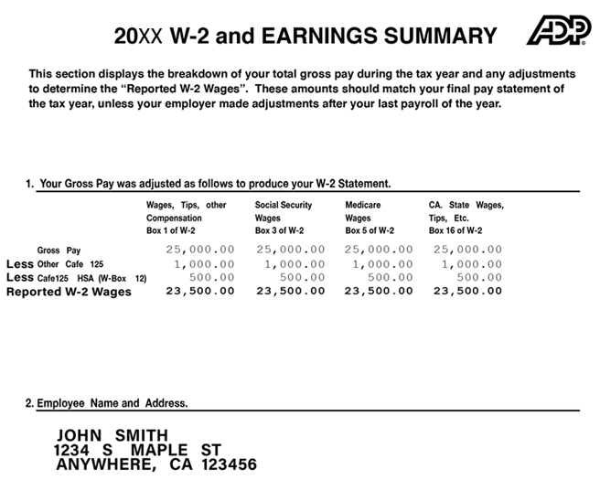 An example image of reported wages 