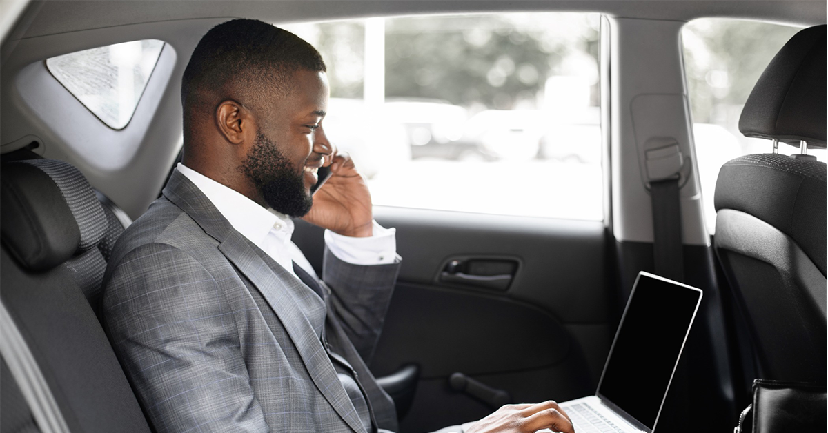 Successful man in limo