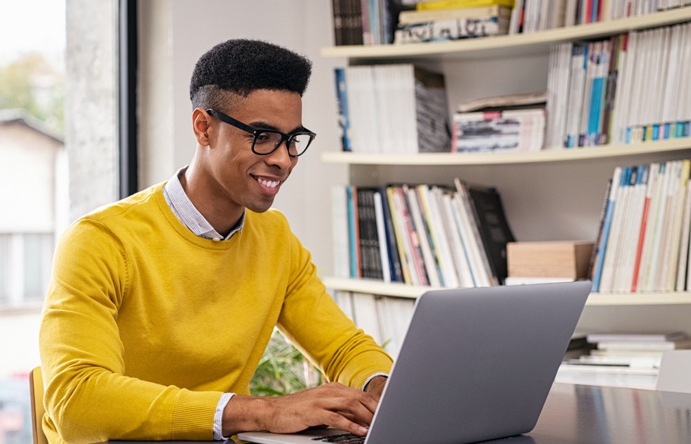 young man studying