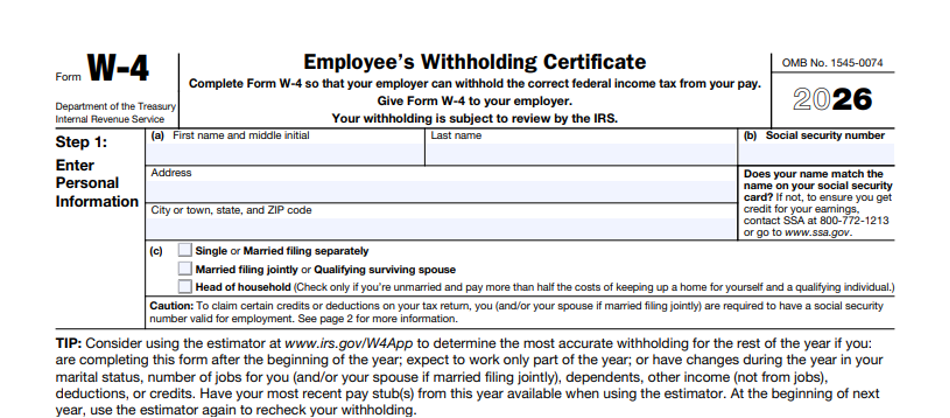 Image of a W-4 form